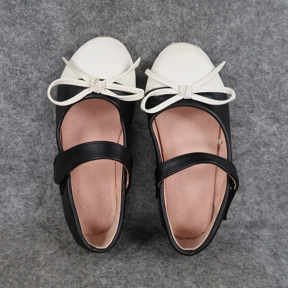 Casual Shoes Toddler 10 Mary Jane Ballet Flats Color Block Black White Bow Kids